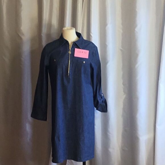 Denim look shift style dress in size 8 by ANNE KLEIN - Picture 1 of 12